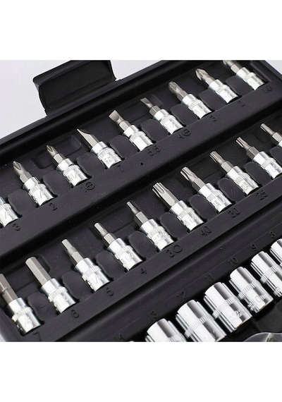 Premium 58 Parça 46mini Lokma Takımı Otomatik Cırcırlı 1/4" 12 Parça Kombine Açık Ağız-yıldız Takım
