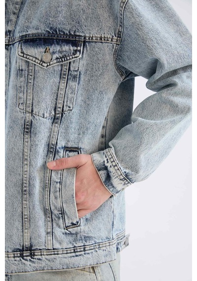 Defacto %100 Pamuk Oversize Geniş Kalıp Jean Ceket E1006ax25spnm39 Mavi-nm39
