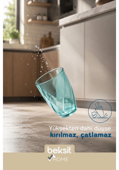 Home Glassy Kırılmaz Polikarbon 6'lı Bardak Turkuaz 400 Ml Turkuaz Turkuaz