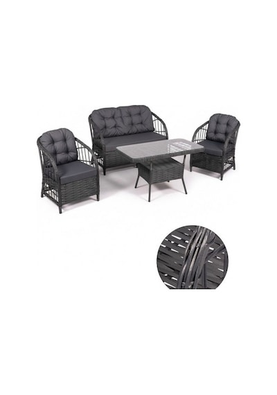 Dora Garden Home Nova 2+1+1 Rattan Bahçe Takımı Masalı Antrasit Dora Garden Home Nova 2+1+1 Rattan Bahçe Takımı Masalı Antrasit
