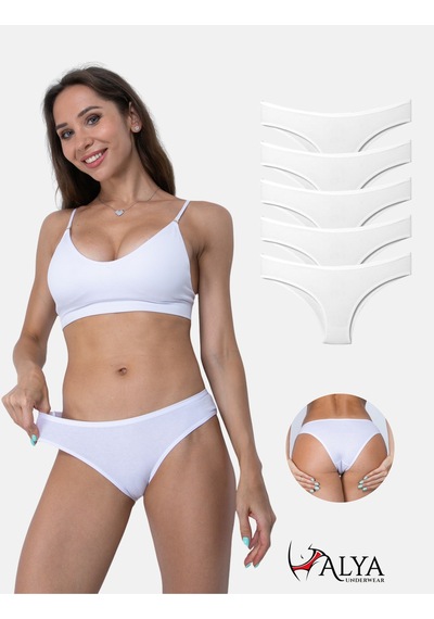 Alya Underwear Kadın Brazilian Külot 5 Adet Ten Beyaz
