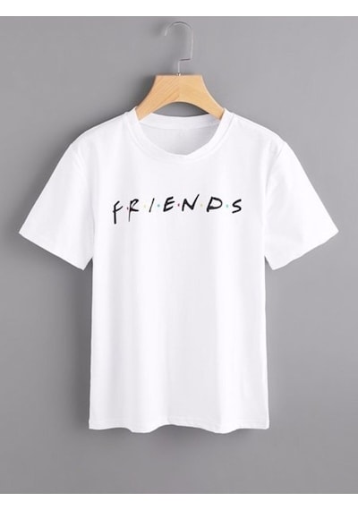 Stoned&Fame Friends Dizi Baskılı Unisex %100 Pamuk Beyaz T-shirt Beyaz