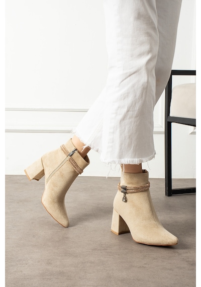 Wolk Shoes Taşlı Bej Kadın Bot Bej