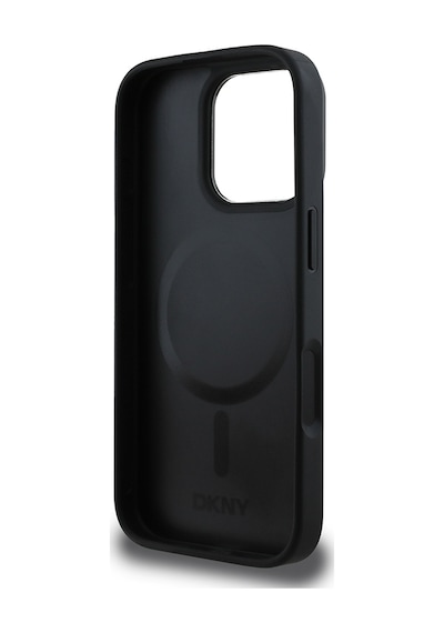 Apple Uyumlu iPhone 16 Pro Max Kılıf Dkny Lisanslı Magsafe Özellikli Metal Logolu Pu Deri Plain Siyah
