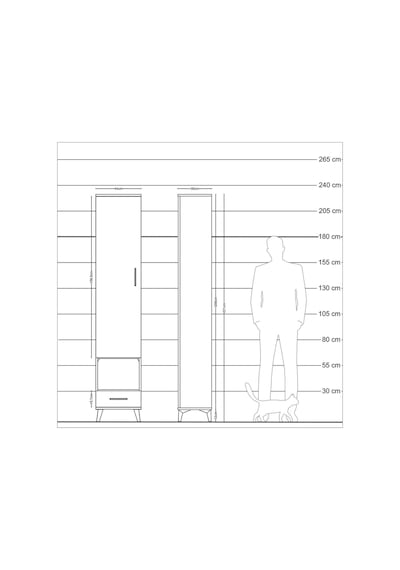 Arges Dolap 3 Raflı Tek Çekmeceli Tek Askılı 44x30x221 Antrasit-antrasit Antrasit