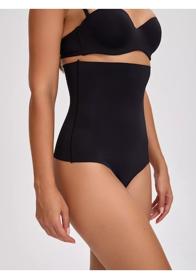 Mistirik Private Model Lazer Kesim Bel Basen Toparlayıcı Ince Yüksek Bel Slip Kaydırmaz Silikonlu Siyah Renk Siyah