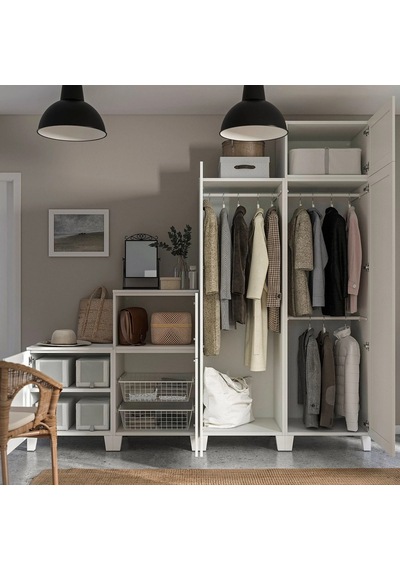 Ikea Beyaz Fonksiyonel Kapaklı Gardırop 240x57x231 Cm