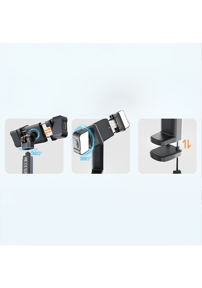 Lenyes Cr204 360 Dönebilen Işıklı Seyahat Telefon Tutucu Ve Standı Siyah