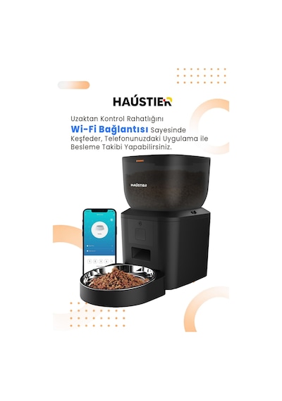 Qq023 Akıllı Kedi Mama Kabı, ,4lt Hazne,tuya App-wifi Uzaktan Kontrol, Metal Kase