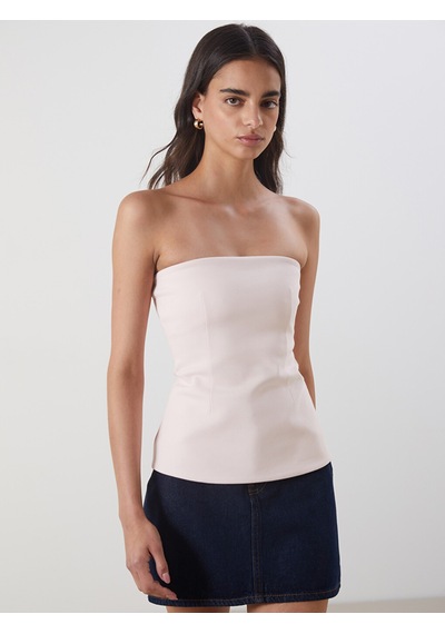 Lcw Vision Pembe Straplez Yaka Peplum Bluz