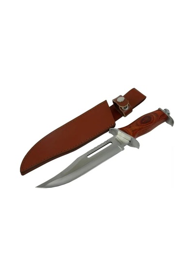 111 Rambo Bıçağı 32 Cm - Ahşap Metal Saplı, Perçinli Gri