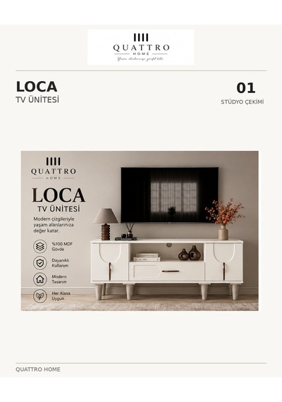 Loca Tv Ünitesi Sehpası Krem