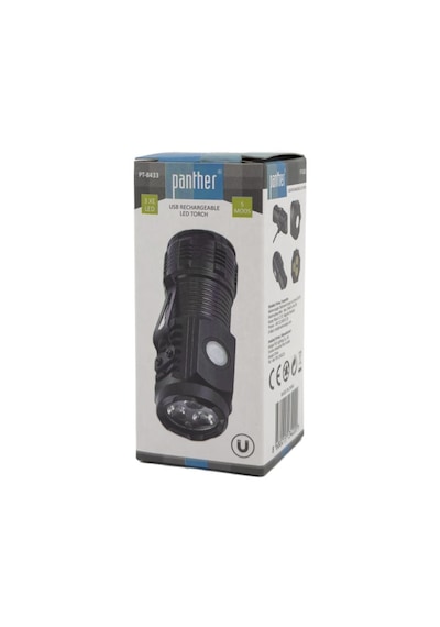 Panther Pt-8433 Usb Şarjlı El Feneri Siyah
