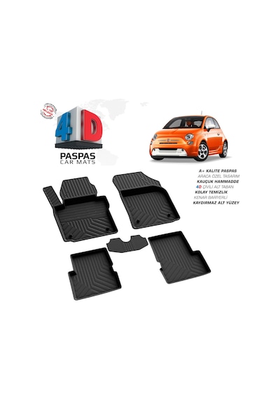 Türkmen Fiat 500 4d Havuzlu Paspas 2010-2016 Arası