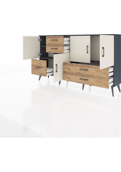 Arges Konsol 4 Raflı 5 Çekmeceli 4 Kapaklı 176x30x99 Antrasit-aytaşı/çam Aytası/atlas Çam - Antrasıt Arges Konsol 4 Raflı 5 Çekmeceli 4 Kapaklı 176x30x99 Antrasit-aytaşı/çam Aytası/atlas Çam - Antrasıt