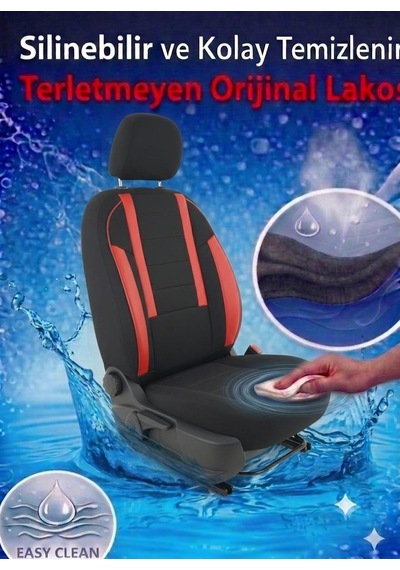 Veloce Siyah Kırmızı Serisi Üniversal Oto Koltuk Kılıfı Ön Arka Koltuk Tam Set 65820292