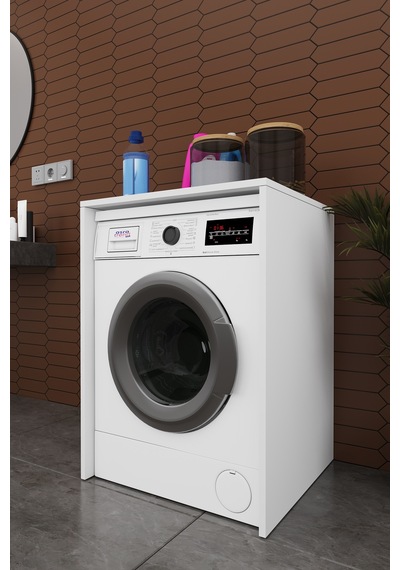 Lüks Çamaşır Makinesi Dolabı %100 Mdf Çamaşır Kurutma Banyo Dolabı Bd07 Beyaz