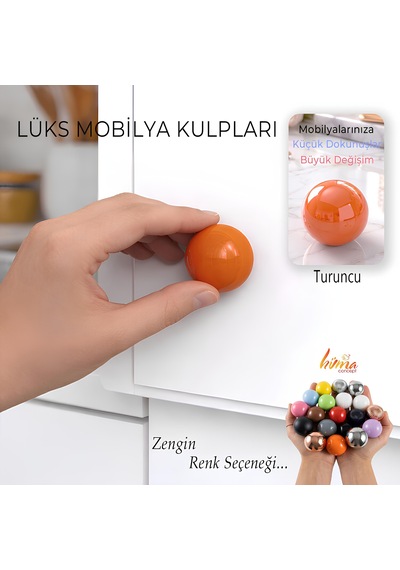 Sert Plastik Düğme Yuvarlak Top Turuncu Dolap Mobilya Mutfak Dolabı Çekmece Kulbu Kulpu Kulplar