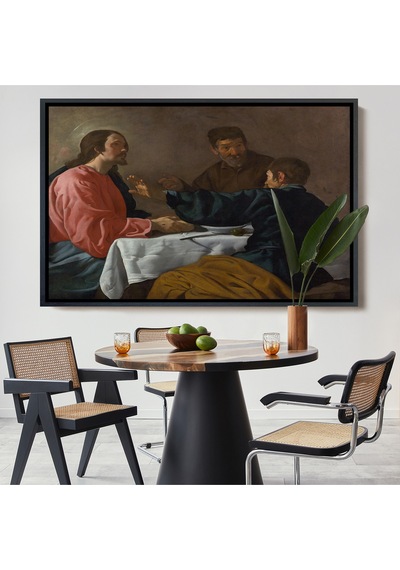 Ahşap Çerçeveli Diego Velázquez - Emmaus'ta Akşam Yemeği Tablo - The Supper At Emmaus-7145