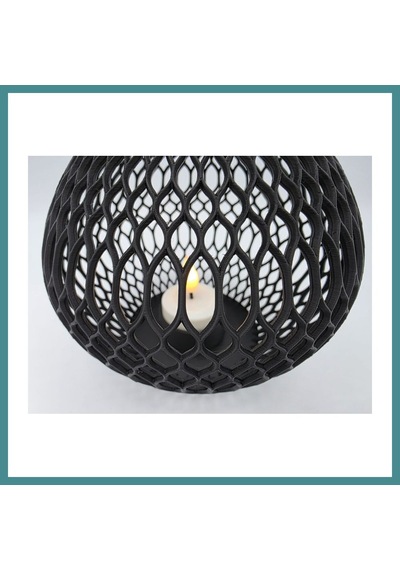Trendexa 3d Baskı Izgara Desenli Büyük Boy Tealight Mumluk Dekoratif Mum Tutucu Mac Çok Renkli