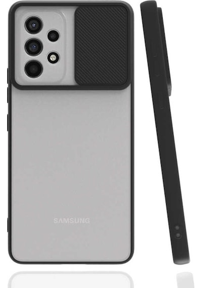 Noktaks Samsung Galaxy Uyumlu A53 5g Kılıf Slayt Sürgülü Arkası Buzlu Lensi Kapak Siyah T20773