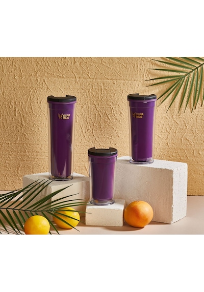 Star Mug 350 Ml Opak Seri -mor Çift Katmanlı Mug - Piknik Kamp Outdoor Ofis Otel Kafe Okul Kampüs Mor