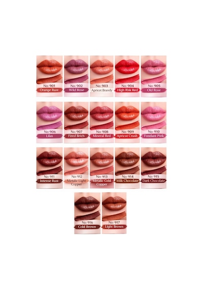 Shimmer Lipstick Dark Chocolate No:915 Işıltılı Parlak Vegan Temiz Ruj no color