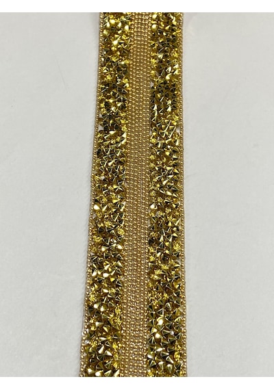 Ütü İle Yapışan Ortası Zincirli Model Şerit /1 Metre / H49 - Gold