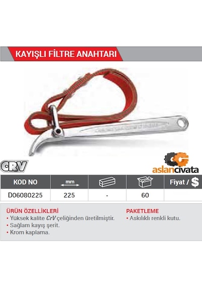 Dht Kayışlı Filtre Anahtarı 225 Mm