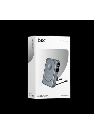 Bix Tpb16 10000 Mah Oled Ekranlı Manyetik Kablosuz Powerbank 20w Pd Hızlı Şarj Ve 15w Magsafe Gri Gri