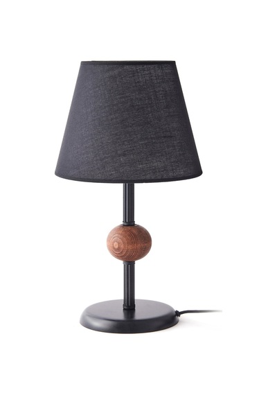 Safirr Light Ahşap Detaylı Metal Abajur - Siyah - 43x25x25 Cm Çok Renkli