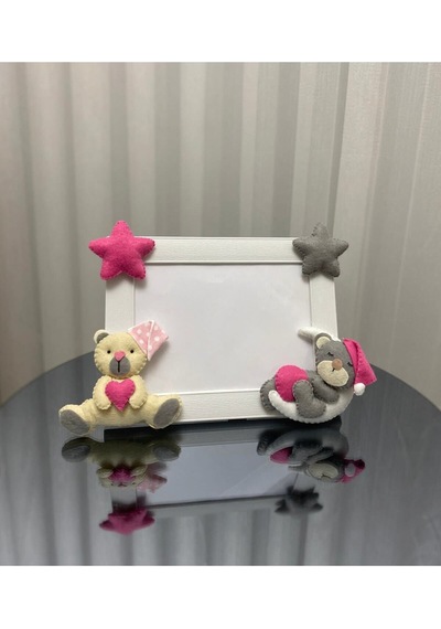 Çocuk Odası Çerçeve Ayıcıklı Şeker Pembe Figürlü