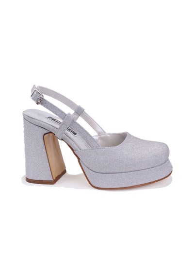 Dagoster Dza07-337560 Gümüş Simli Platform Topuklu Kadın Ayakkabı Gümüş