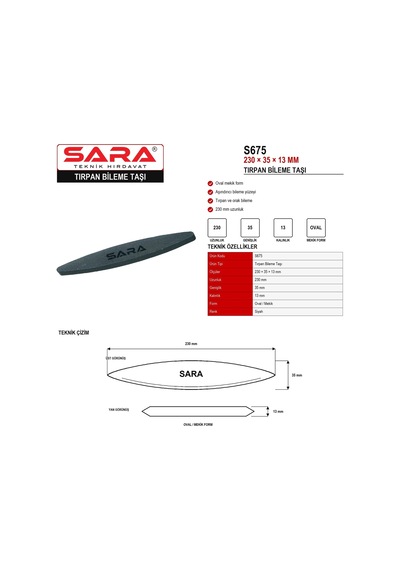 Sara S675 230 35 13 Mm Tırpan Bileme Taşı