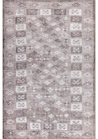 Artloop Stonart Eskitme Vintage Desenli Kahverengi Otantik Yıkanabilir Şönil Halı Al 462 Kahverengi 5