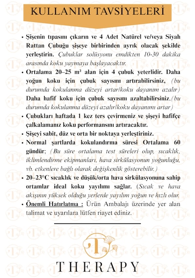 Therapy Smell, Ocean Blue - Lüks Çubuklu Oda Kokusu / 120 Ml / Extra Clear Silindir Cam Şişe / Metal Altın Kapak / Hediyeli Okyanus