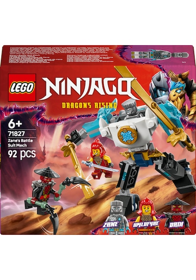 LEGO® NINJAGO® Zane’in Savaş Zırhı Mech’i 71827 - 6 Yaş ve Üzeri Çocuklar için 3 Minifigürlü Yaratıcı Oyuncak Yapım Seti (92 Parça)