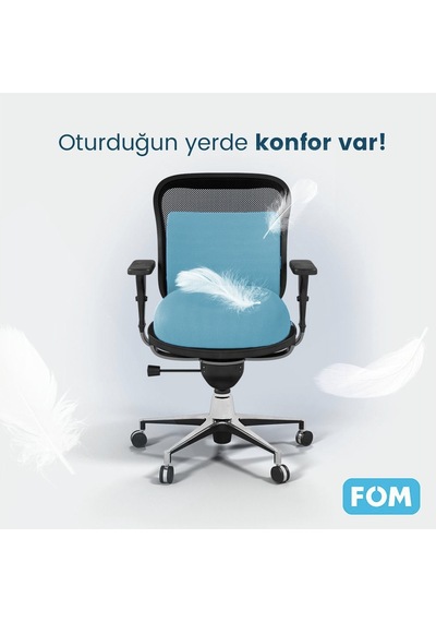 Fom Smith Ve Bels Visco Anatomik Oturma Simidi Ve Bel Destekli Ortopedik Yastık Ofis Seti Açık Mavi﻿﻿