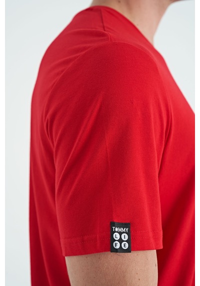 Tommy Life Kırmızı Erkek Basic Kısa Kol Standart Kalıp O Yaka T-shirt - 87911 Kırmızı