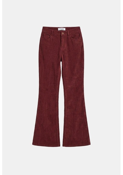 Kadın Bordo Flare Fit Velvet Kadife Kumaş Pantolon