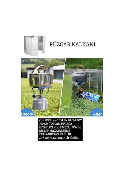Nistabolje Açık Hava Kamp Ateşi Rüzgar Kesici Rüzgar Kalkanı Portatif Katlanabilir 100x40 Cm Çok Renkli