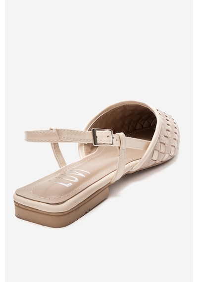 Luvishoes Chanda Bej Örgü Detaylı Sivri Burun Kadın Sandalet Bej