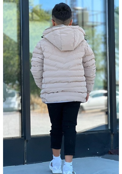 Pina Kids Erkek Çocuk Çıkarılabilir Kapüşonlu Sık Dikişli Nova Kumaş Kışlık Şişme Mont Km4016 Bej