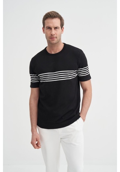 Cazador Erkek Bisiklet Yaka Triko Tshirt 30400 Siyah Siyah
