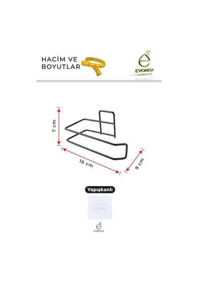 Yapışkanlı Tuvalet Kağıtlığı Minimal Mat Siyah Metal Kağıtlık Delmeden Montaj Banyo Askı