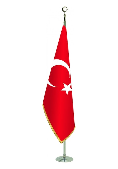 Makam Türk Bayrağı Krom Makam Direği Telalı 245 CM