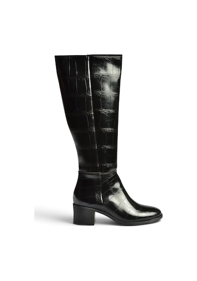 Fox Shoes Z608182811 Siyah Kroko Baskılı Kalın Topuklu Kadın Çizme