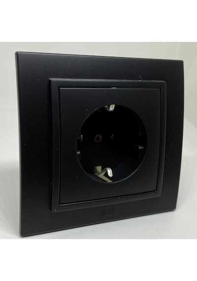 Elbi Zena Topraklı Priz Mat Siyah Vantablack Çerçeve Dahil