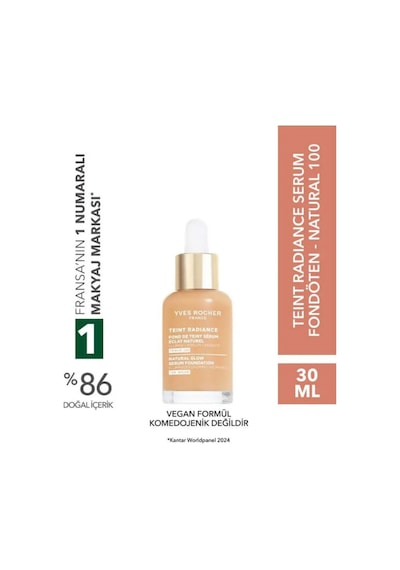 Işıltı Etkili Serum Fondöten Hyaluronik Asit İçerikli, Teint Radiance, Vegan Formül Naturel 100 114