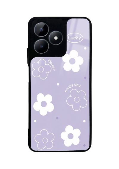 Realme C53 Purple Lucky Happy Day Tasarımlı Glossy Telefon Kılıfı Mor